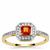 Asscher Cut Songea Orange Sapphire Ring with White Zircon in 9K Gold 0.70ct
