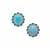Sleeping Beauty Turquoise, Thai Sapphire Earrings with White Zircon in Sterling Silver 4cts