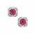 Kenyan Ruby Earrings with White Zircon in Sterling Silver 1.40cts