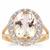 Minas Novas Hiddenite  Ring with White Zircon in 9K Gold 5.47cts