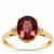 Malawi Garnet Ring with White Zircon in 9K Gold 3.55cts