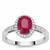 Kenyan Ruby Ring with White Zircon in Platinum Plated Sterling Silver 1.95cts