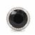 Black Sapphire Ring with White Zircon in Sterling Silver 15cts