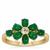 Sandawana Emerald Ring with White Zircon in 9K Gold 1.55cts