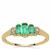 Panjshir Emerald Ring with White Zircon in 9K Gold 0.50ct