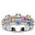 Multi-Colour Sapphire Ring with White Zircon in Platinum Plated Sterling Silver 1.05cts