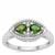 Chrome Diopside Ring with White Zircon in Sterling Silver 0.65ct