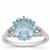 Wobito Snowflake Cut Sky Blue Topaz Ring with White Zircon in 9K White Gold 3.65cts