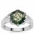 Moss Agate Ring with White Zircon in Sterling Silver 3cts