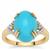 Sleeping Beauty Turquoise Ring with White Zircon in 9K Gold 5.10cts