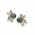Tahitian Cultured Pearl Earrings with Multi Gemstone in Gold Plated Sterling Silver (9mm)