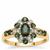 Royal Indigolite Ring with White Zircon in 9K Gold 1cts