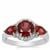 Nampula Garnet Ring with White Zircon in Sterling Silver 2.70cts