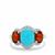 Sleeping Beauty Turquoise, Madeira Citrine Ring with White Zircon in Sterling Silver 3.70cts