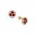Songea Red Sapphire Earrings with White Zircon in 9K Gold 1.30cts