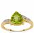Changbai Peridot Ring with White Zircon in 9K Gold 2cts