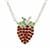 Rajasthan Garnet, Tsavorite Garnet & White Zircon Sterling Silver Strawberry Necklace ATGW 0.70cts