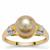 Golden South Sea Cultured Pearl Ring with White Zircon in 9K Gold (8mm)