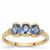 Ceylon Blue Sapphire Ring with White Zircon in 9K Gold 1.30cts