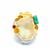 Baroque Freshwater Cultured Pearl, Nanhong Agate Ring with Hubei Turquoise in Two Tone Gold Plated Sterling Silver