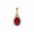 Malagasy Ruby Pendant with White Zircon in 9K Gold 2.10cts (F)