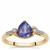 AAA Tanzanite Ring with White Zircon in 9K Gold 1.30cts