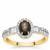Black Star Sapphire Ring with White Zircon in 9K Gold 1.85cts