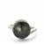 Faceted Tahitian Cultured Pearl Ring with White Zircon in Sterling Silver