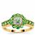 Tsavorite Garnet Ring with Diamond in 9K Gold 1cts