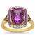 Moroccan Amethyst, Champagne Zircon Ring with White Zircon in Gold Plated Sterling Silver 3.40cts