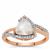 Natural Moonstone Ring with White Zircon in 9K Rose Gold 1.95cts