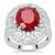 Malagasy Ruby Ring with White Zircon in Sterling Silver 7.95cts