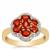 Songea Red Sapphire Ring with White Zircon in 9K Gold 1.90cts