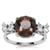 Lotus Cut Smokey Quartz Ring with White Zircon in Sterling Silver 3.52cts