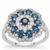 Australian Blue Sapphire Ring with White Zircon in 9K White Gold 2.45cts