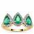 Kafubu Emerald Ring with White Zircon in 9K Gold 1.45cts