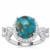 Bonita Blue Turquoise, Blue Topaz Ring with White Zircon in Sterling Silver 5.92cts