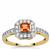 Asscher Cut Songea Orange Sapphire Ring with White Zircon in 9K Gold 1.10cts