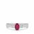 Kenyan Ruby Ring with White Zircon in Sterling Silver 0.70ct