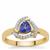 AAA Tanzanite Ring with White Zircon in 9K Gold 0.60ct