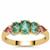 Botli Green Apatite, Pink Tourmaline Ring with White Zircon in 9K Gold 1.15cts