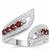 Red Garnet Ring with White Topaz in Sterling Silver 0.55cts