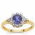 AAA Tanzanite Ring with White Zircon in 9K Gold 0.85ct