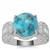 Bonita Blue Turquoise Ring with White Zircon in Sterling Silver 6.60cts