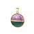 'Protection & Peace' Malachite & Amethyst Gold Tone Sterling Silver Pendant with White Zircon ATGW 13.15cts