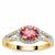 Congo Pink Tourmaline Ring with White Zircon in 9K Gold 1cts