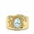 Sky Blue Topaz Ring with White Zircon in Gold Plated Sterling Silver 2.30cts