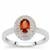 Mandarin Garnet Ring with White Zircon in Sterling Silver 1ct