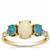 Coober Pedy Opal, Crystal Opal on Ironstone Ring with White Zircon in 9K Gold