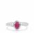 Kenyan Ruby Ring with White Zircon in Sterling Silver 0.70ct